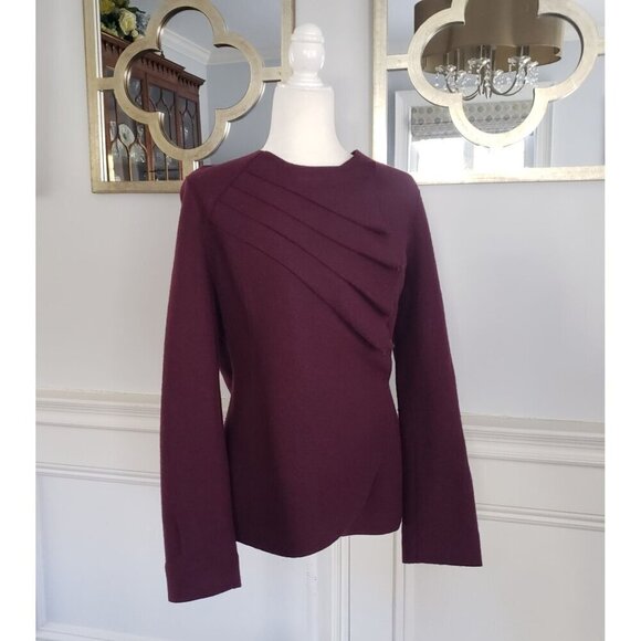NWOT Beyond Threads Malbec Pleated Serena Peruvian Alpaca Wool Sweater Jacket LG - Picture 1 of 16